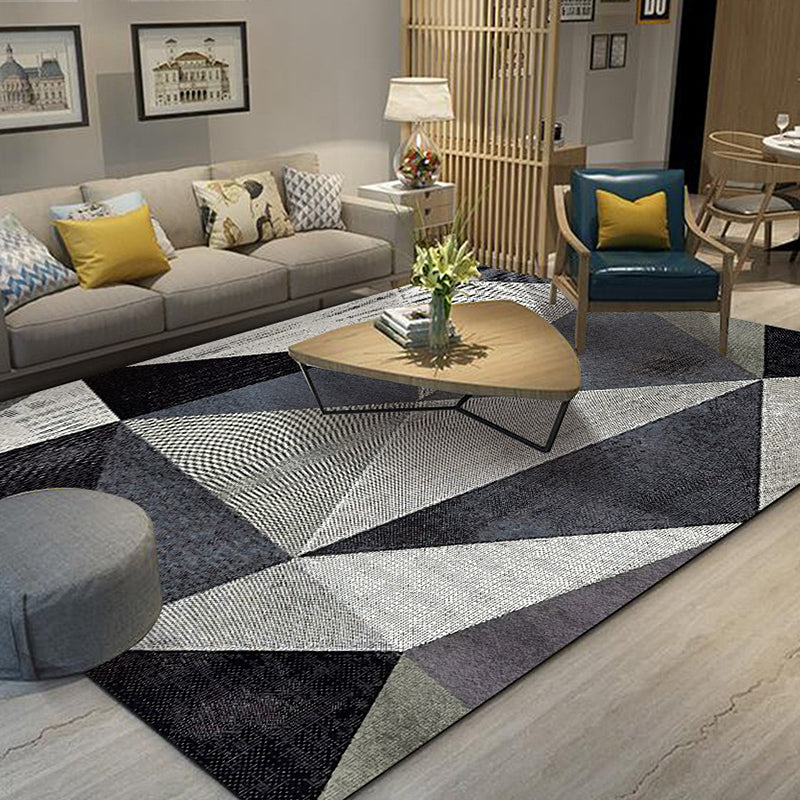 Novelty Geometric Pattern Rug Multicolor Polyester Rug Washable Pet Friendly Non-Slip Area Rug for Living Room Dark Gray Clearhalo 'Area Rug' 'Modern' 'Rugs' Rug' 1726136