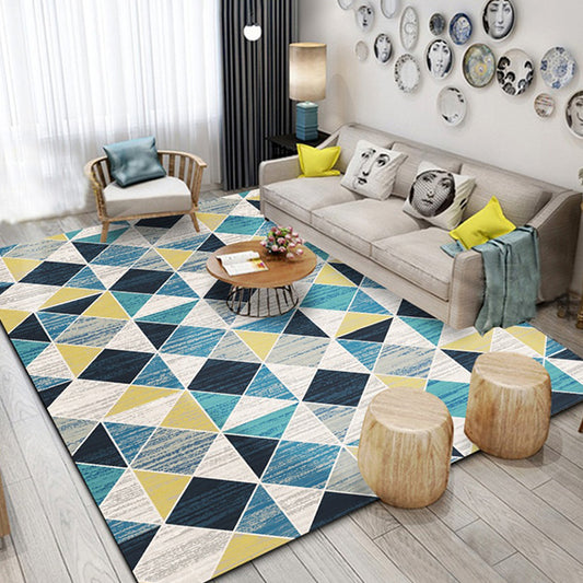 Novelty Geometric Pattern Rug Multicolor Polyester Rug Washable Pet Friendly Non-Slip Area Rug for Living Room Aqua Clearhalo 'Area Rug' 'Modern' 'Rugs' Rug' 1726143