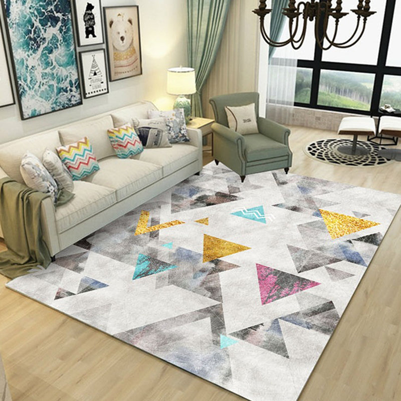 Novelty Geometric Pattern Rug Multicolor Polyester Rug Washable Pet Friendly Non-Slip Area Rug for Living Room Light Gray Clearhalo 'Area Rug' 'Modern' 'Rugs' Rug' 1726144