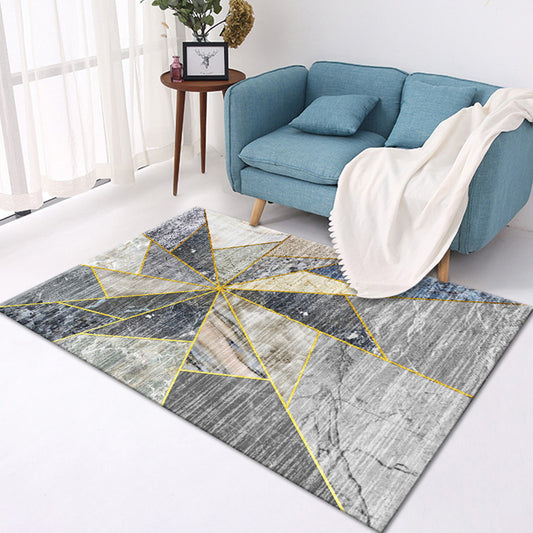 Multicolor Casual Rug Polyester Geometric Pattern Rug Pet Friendly Machine Washable Anti-Slip Backing Carpet for Decoration Grey Clearhalo 'Area Rug' 'Modern' 'Rugs' Rug' 1726180