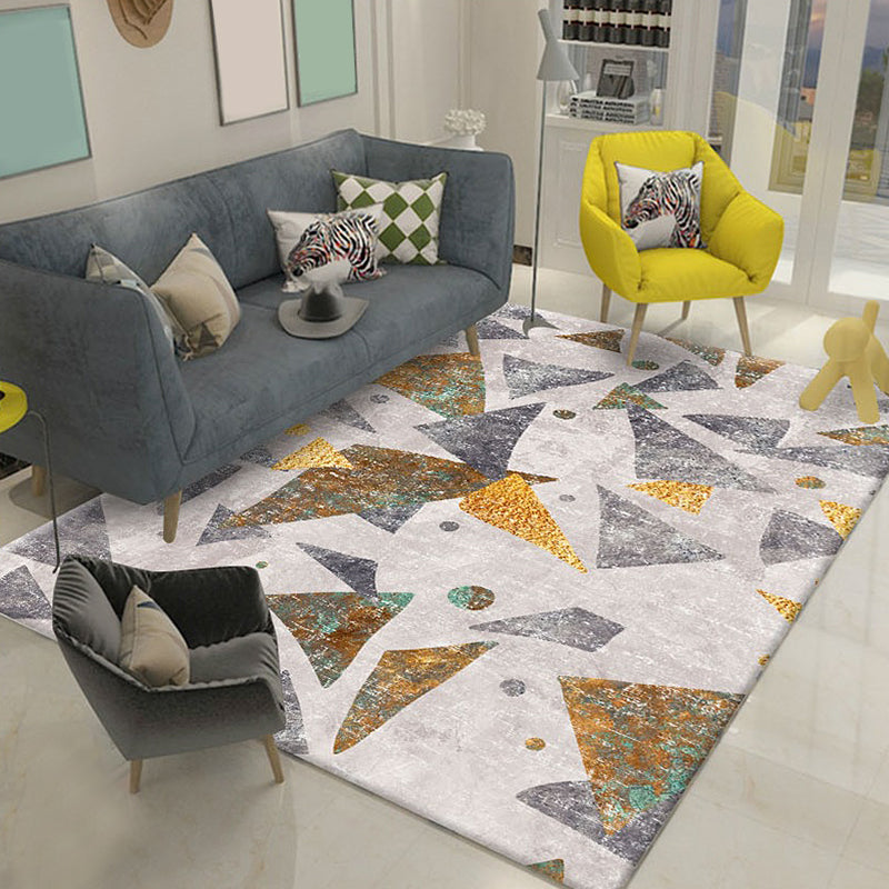 Stylish Geometric Pattern Rug Blue Novelty Rug Polyester Pet Friendly Non-Slip Backing Washable Area Rug for Living Room Light Gray Clearhalo 'Area Rug' 'Modern' 'Rugs' Rug' 1726211