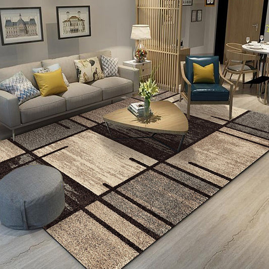 Stylish Geometric Pattern Rug Blue Novelty Rug Polyester Pet Friendly Non-Slip Backing Washable Area Rug for Living Room Light Brown Clearhalo 'Area Rug' 'Modern' 'Rugs' Rug' 1726212