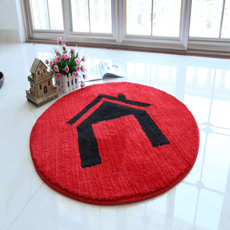 Blue and Red Kids Rug Polyester House and Battery Pattern Rug Pet Friendly Washable Anti-Slip Backing Carpet for Decoration Red Clearhalo 'Area Rug' 'Rug' 1726228