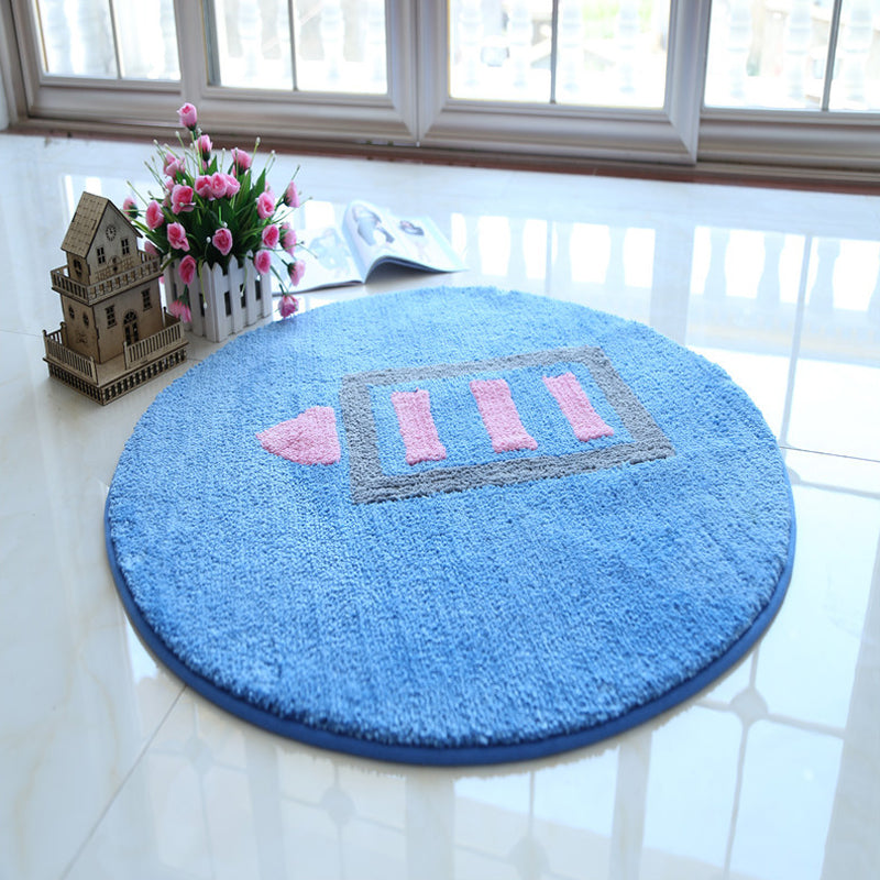 Blue and Red Kids Rug Polyester House and Battery Pattern Rug Pet Friendly Washable Anti-Slip Backing Carpet for Decoration Blue Clearhalo 'Area Rug' 'Rug' 1726229