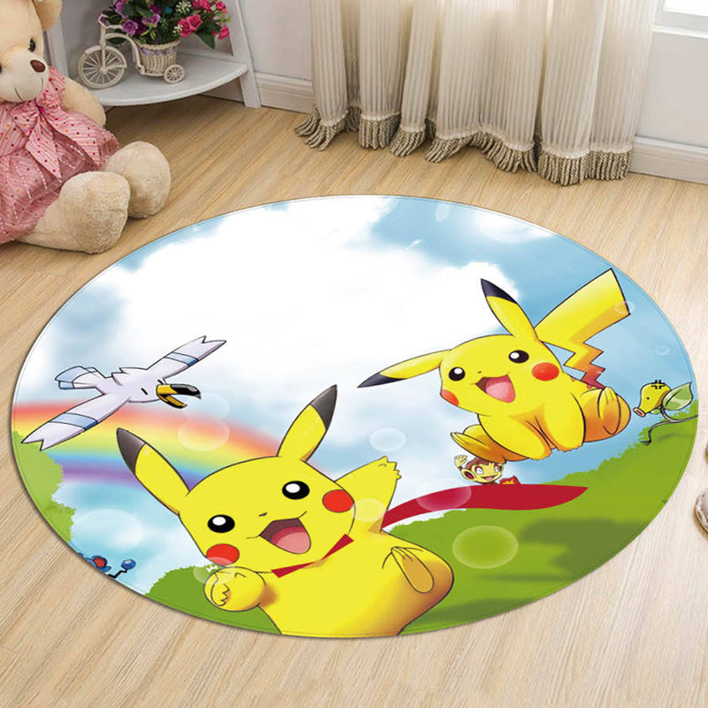 Yellow Kids Rug Polyester Cartoon Animal Pattern Rug Pet Friendly Washable Anti-Slip Backing Carpet for Decoration Blue Clearhalo 'Area Rug' 'Rug' 1726231