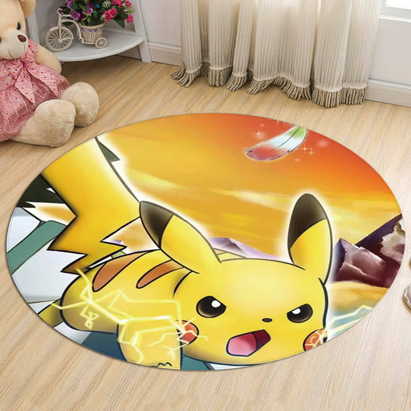 Yellow Kids Rug Polyester Cartoon Animal Pattern Rug Pet Friendly Washable Anti-Slip Backing Carpet for Decoration Yellow-Red Clearhalo 'Area Rug' 'Rug' 1726236