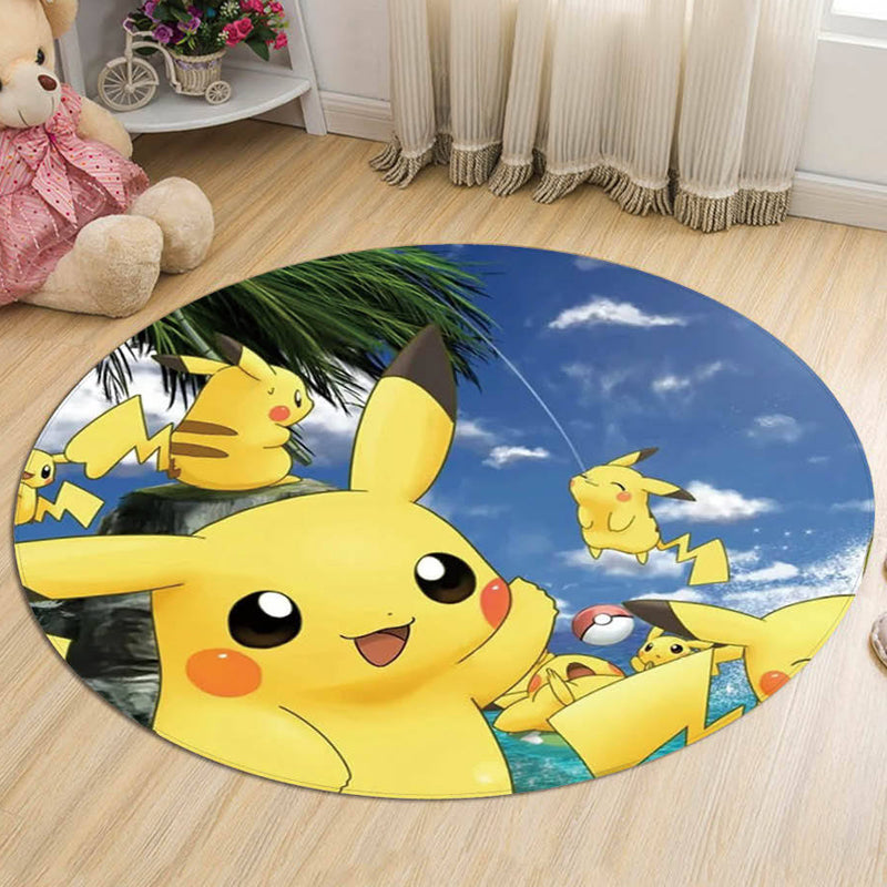 Yellow Kids Rug Polyester Cartoon Animal Pattern Rug Pet Friendly Washable Anti-Slip Backing Carpet for Decoration Dark Blue Clearhalo 'Area Rug' 'Rug' 1726237