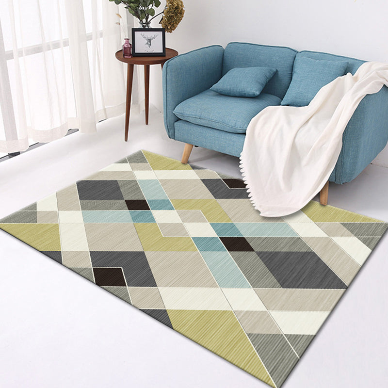 Contemporary Geometric Pattern Rug Multicolor Polyester Rug Washable Pet Friendly Non-Slip Area Rug for Living Room Green Clearhalo 'Area Rug' 'Modern' 'Rugs' Rug' 1726240