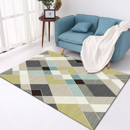 Contemporary Geometric Pattern Rug Multicolor Polyester Rug Washable Pet Friendly Non-Slip Area Rug for Living Room Green Clearhalo 'Area Rug' 'Modern' 'Rugs' Rug' 1726240