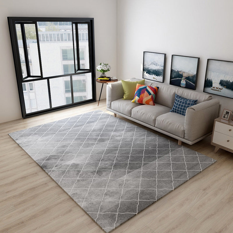 Black and Grey Modernism Rug Polyester Striped Pattern Rug Pet Friendly Washable Anti-Slip Backing Carpet for Decoration Grey Clearhalo 'Area Rug' 'Modern' 'Rugs' Rug' 1726277