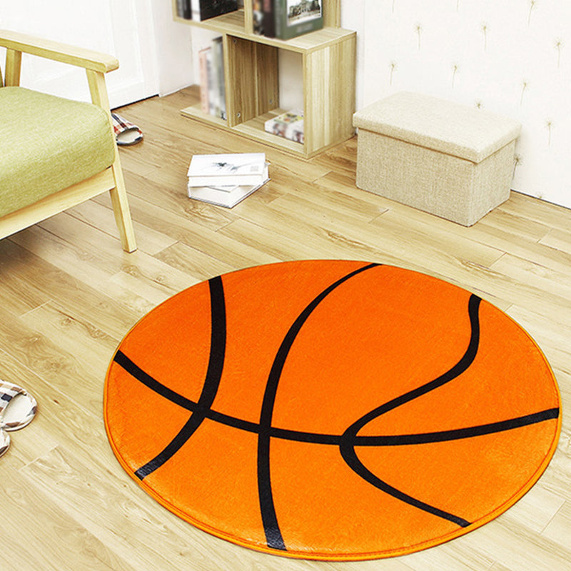 White and Red Kids Rug Polyester Basketball and Football Pattern Rug Pet Friendly Washable Anti-Slip Backing Carpet for Decoration Yellow-Red Clearhalo 'Area Rug' 'Rug' 1726299