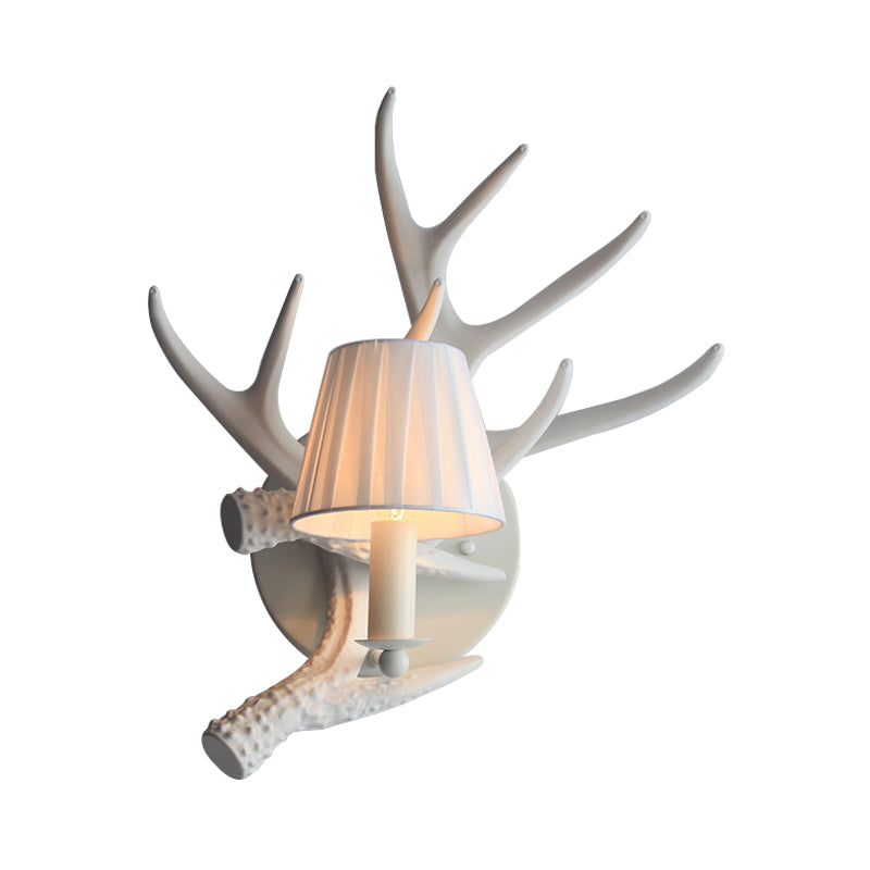 Rustic Style Antlers Wall Lamp Resin Single Bulb Sconce Light in White Finish for Lodge Villa Clearhalo 'Wall Lamps & Sconces' 'Wall Lights' Lighting' 172630