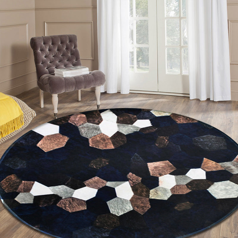 Black Novelty Rug Polyester Geometric Pattern Rug Pet Friendly Machine Washable Anti-Slip Backing Carpet for Decoration Clearhalo 'Area Rug' 'Modern' 'Rugs' Rug' 1726318