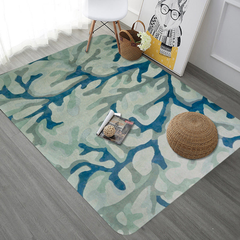 Blue Modernism Rug Polyester Branch Pattern Rug Pet Friendly Machine Washable Anti-Slip Backing Carpet for Decoration Blue Clearhalo 'Area Rug' 'Modern' 'Rugs' Rug' 1726324