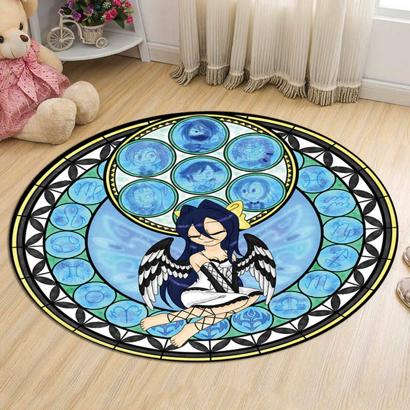 Unique Cartoon Character Pattern Rug Multicolor Kids Rug Polyester Pet Friendly Washable Area Rug for Nursery Sky Blue Clearhalo 'Area Rug' 'Rug' 1726439