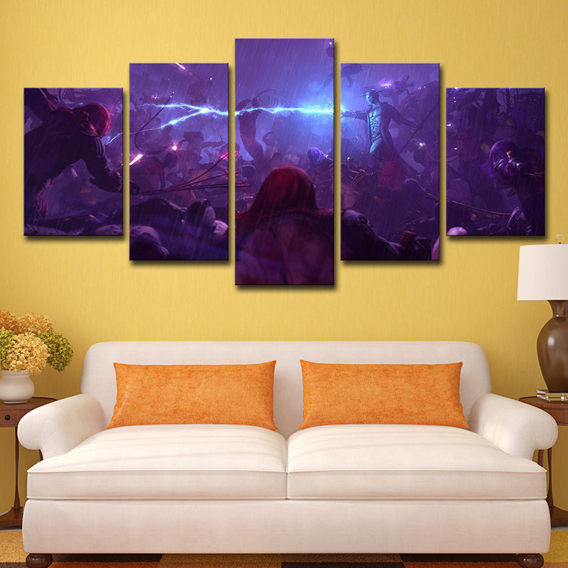 Re-Legion Game Scene Canvas Print Multi-Piece Kids Bedroom Wall Art Decor in Purple Clearhalo 'Art Gallery' 'Canvas Art' 'Kids' Arts' 1726481