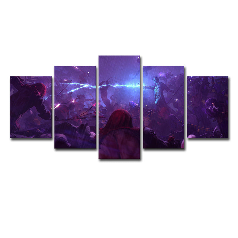 Re-Legion Game Scene Canvas Print Multi-Piece Kids Bedroom Wall Art Decor in Purple Clearhalo 'Art Gallery' 'Canvas Art' 'Kids' Arts' 1726483