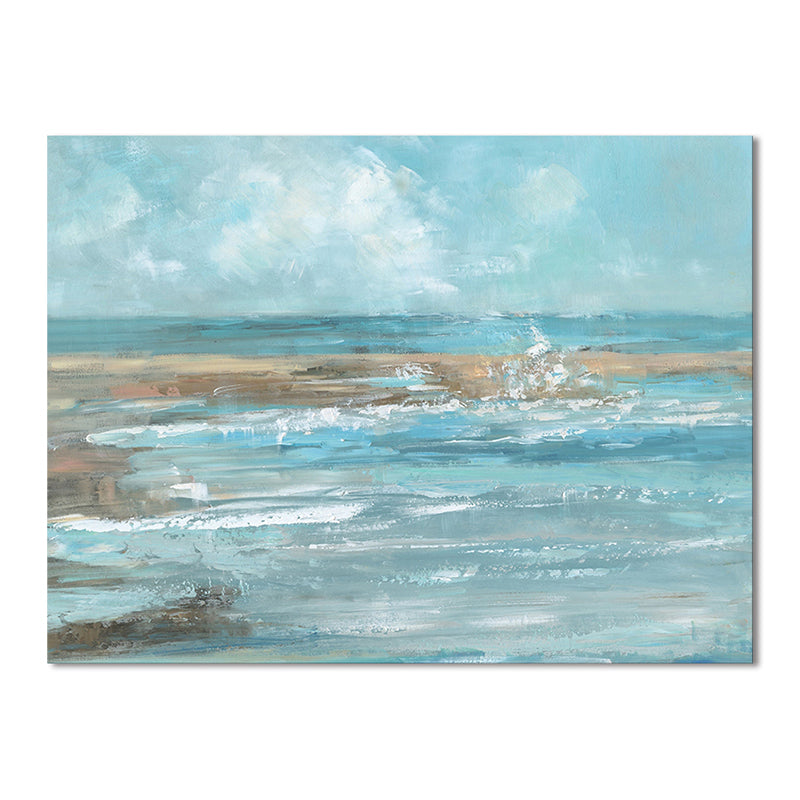 Impressionism Seaside View Painting Blue Textured Canvas Wall Art for Living Room Clearhalo 'Arts' 'Canvas Art' 1726546