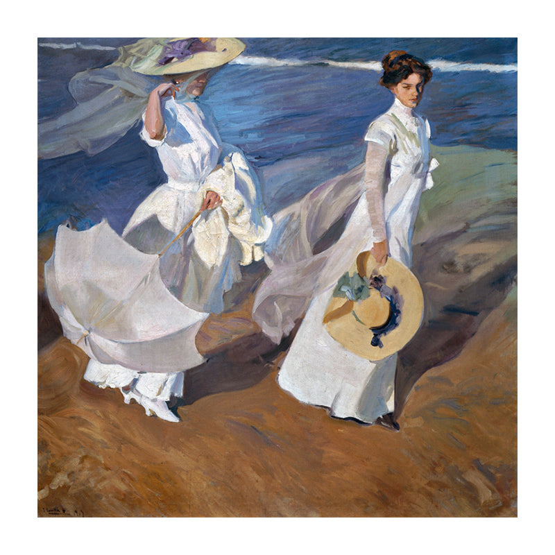 Impressionism Seaside Girls Art Print Canvas Light Color Oil Painting Wall Decor Clearhalo 'Arts' 'Canvas Art' 1726553