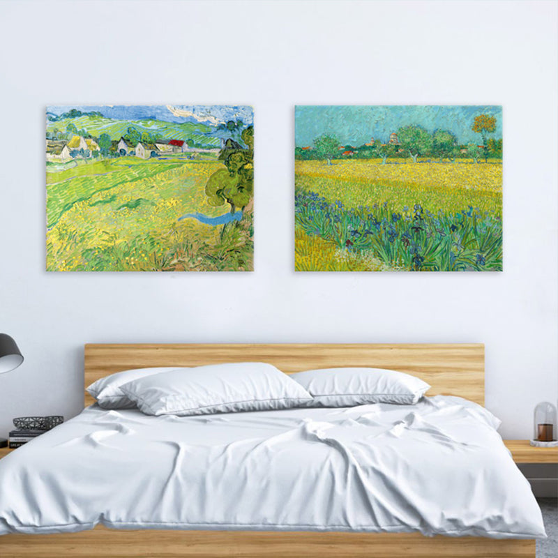 Impressionism Farmfield Scene Canvas in Green Textured Wall Art Decor for Bathroom Clearhalo 'Arts' 'Canvas Art' 1726582