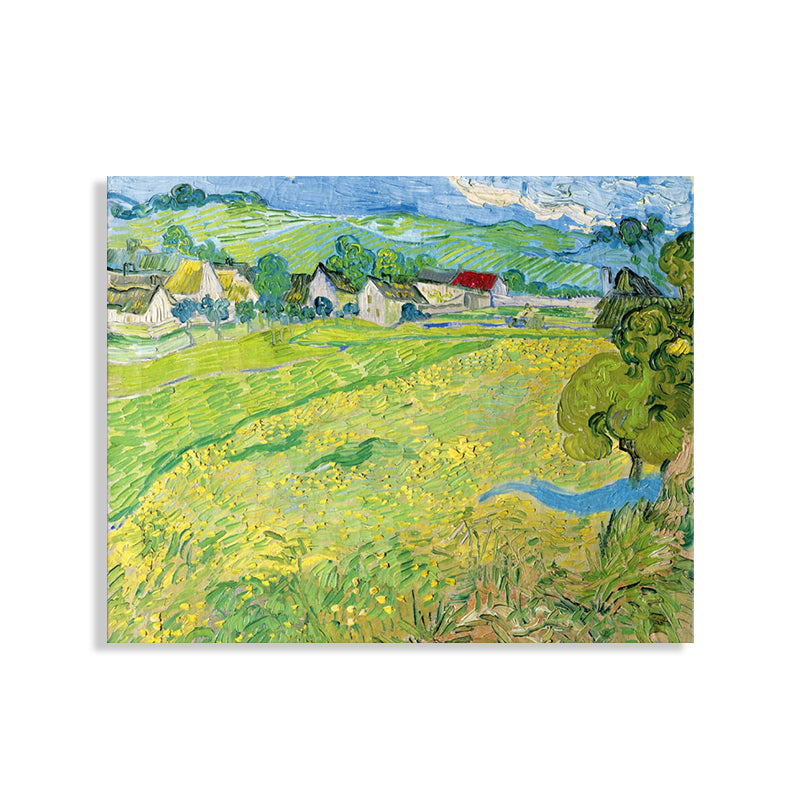 Impressionism Farmfield Scene Canvas in Green Textured Wall Art Decor for Bathroom Clearhalo 'Arts' 'Canvas Art' 1726585