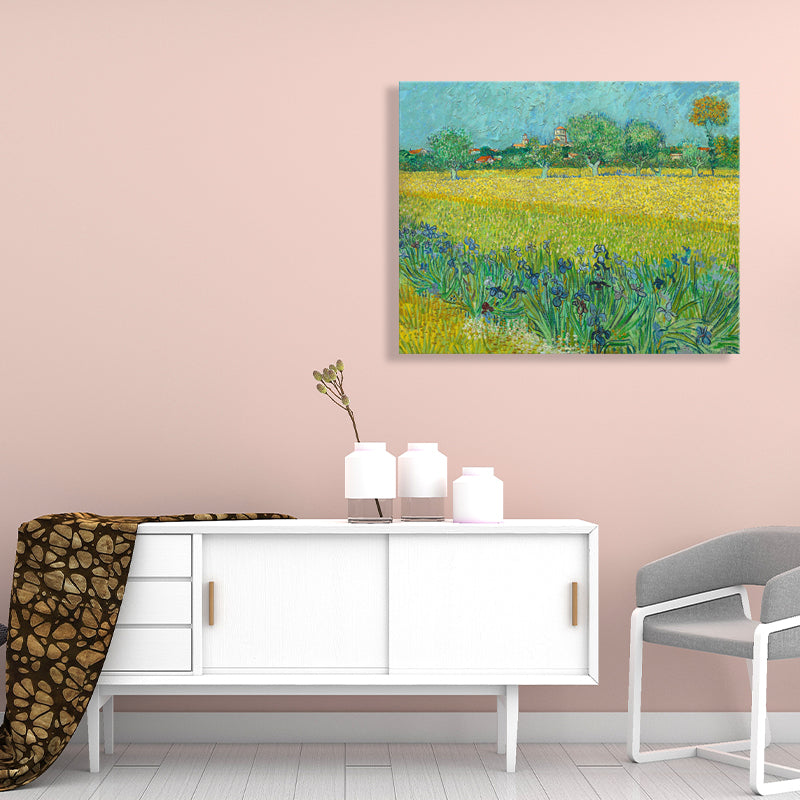 Impressionism Farmfield Scene Canvas in Green Textured Wall Art Decor for Bathroom Clearhalo 'Arts' 'Canvas Art' 1726590