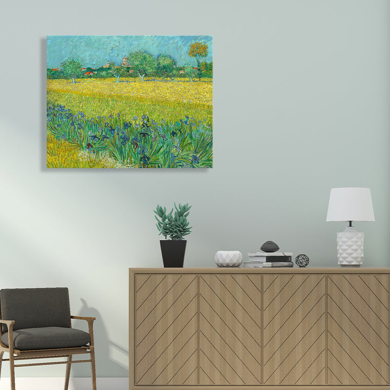 Impressionism Farmfield Scene Canvas in Green Textured Wall Art Decor for Bathroom Clearhalo 'Arts' 'Canvas Art' 1726591