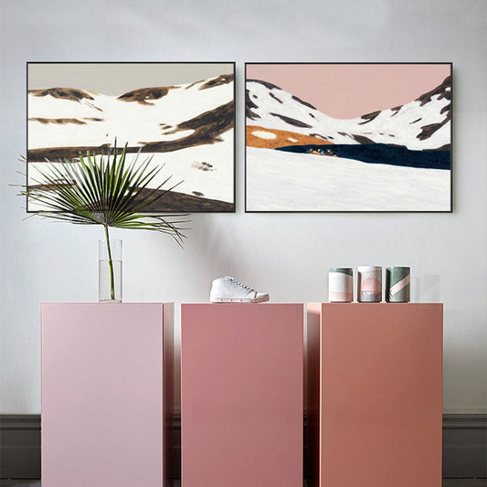 Mountains Landscape Wall Decor for Girls Bedroom in Pastel Color, Multiple Sizes Clearhalo 'Art Gallery' 'Canvas Art' 'Contemporary Art Gallery' 'Modern' Arts' 1726593