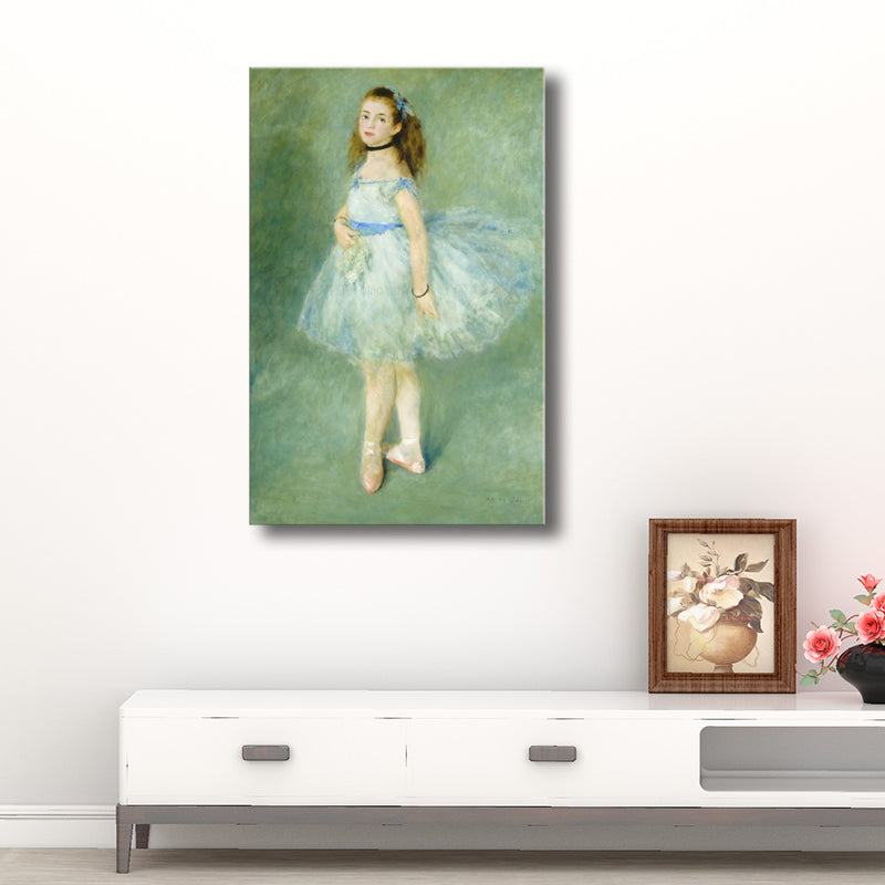 Impressionism Style Dancing Girl Canvas Figure in Green Wall Decor, Multiple Sizes Green Clearhalo 'Arts' 'Canvas Art' 1726604