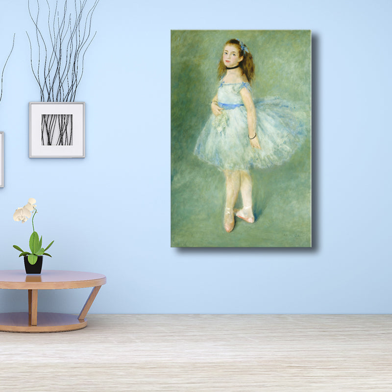 Impressionism Style Dancing Girl Canvas Figure in Green Wall Decor, Multiple Sizes Clearhalo 'Arts' 'Canvas Art' 1726606