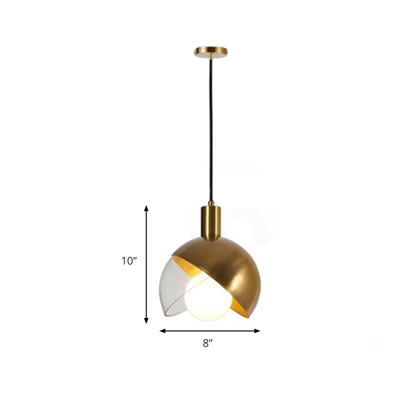 Metal Dome Pendant Ceiling Light Contemporary 1 Light Gold Hanging Pendant Light with Mobile Shade Clearhalo 'Ceiling Lights' 'Glass shade' 'Glass' 'Modern Pendants' 'Modern' 'Pendant Lights' 'Pendants' Lighting' 172661