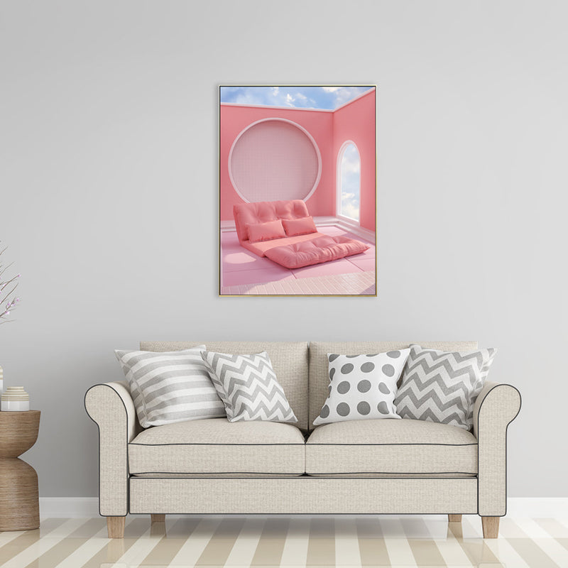 Arched Door Wall Decor Contemporary Textured Girls Bedroom Painting, Multiple Sizes Clearhalo 'Art Gallery' 'Canvas Art' 'Contemporary Art Gallery' 'Modern' Arts' 1726632