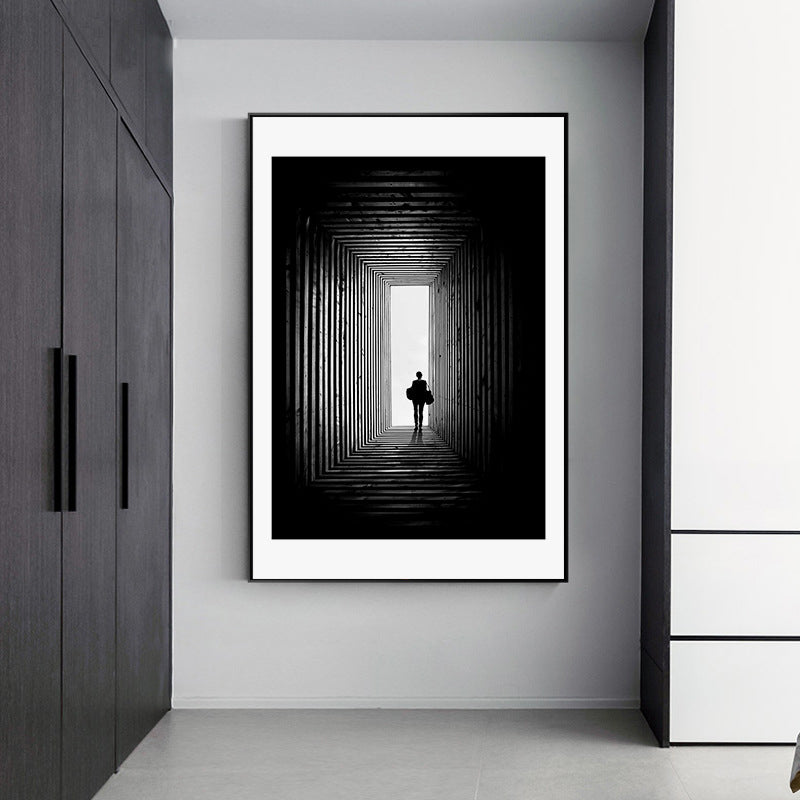 Illustration Optical Illusion Art Modern Style Canvas Textured Wall Print in Black Black Clearhalo 'Art Gallery' 'Canvas Art' 'Contemporary Art Gallery' 'Modern' Arts' 1726708