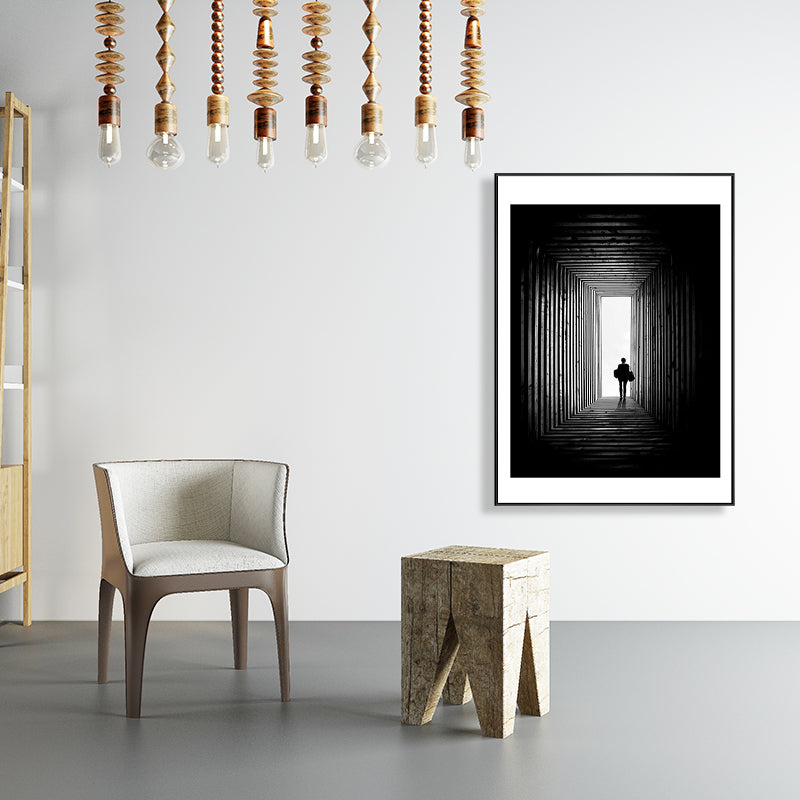 Illustration Optical Illusion Art Modern Style Canvas Textured Wall Print in Black Clearhalo 'Art Gallery' 'Canvas Art' 'Contemporary Art Gallery' 'Modern' Arts' 1726709