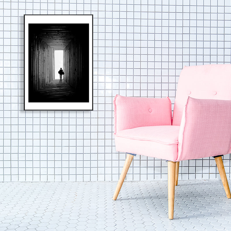Illustration Optical Illusion Art Modern Style Canvas Textured Wall Print in Black Clearhalo 'Art Gallery' 'Canvas Art' 'Contemporary Art Gallery' 'Modern' Arts' 1726710