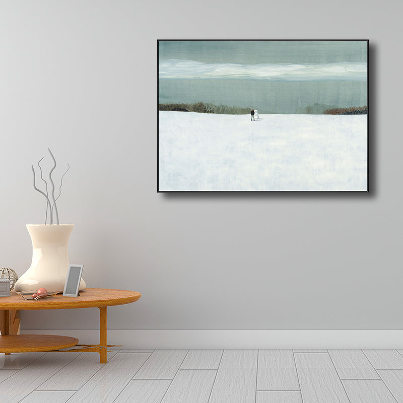 Modern Style Snow-Covered Landscape Art Light Color Winter Illustration Painting Clearhalo 'Art Gallery' 'Canvas Art' 'Contemporary Art Gallery' 'Modern' Arts' 1726717