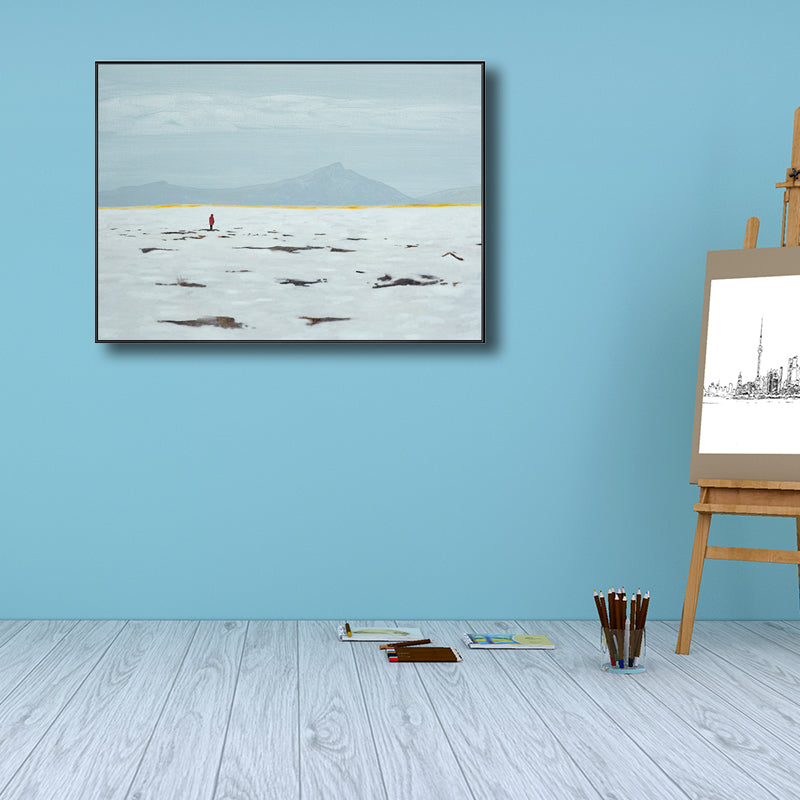 Modern Style Snow-Covered Landscape Art Light Color Winter Illustration Painting Clearhalo 'Art Gallery' 'Canvas Art' 'Contemporary Art Gallery' 'Modern' Arts' 1726723