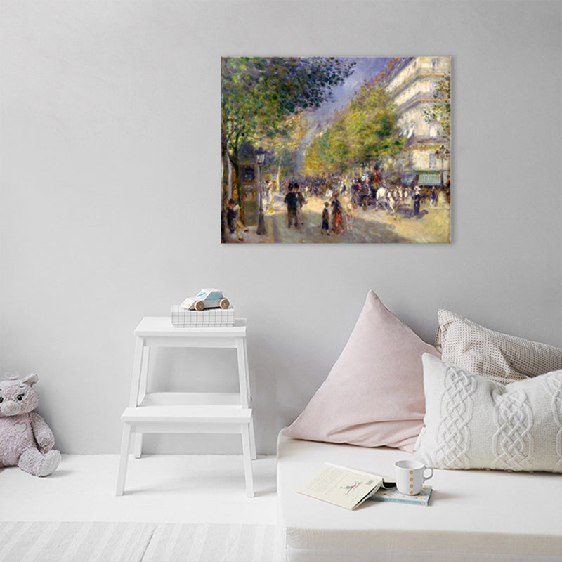 Impressionism Style Wall Art Green Outing Figures Painting, Multiple Sizes Options