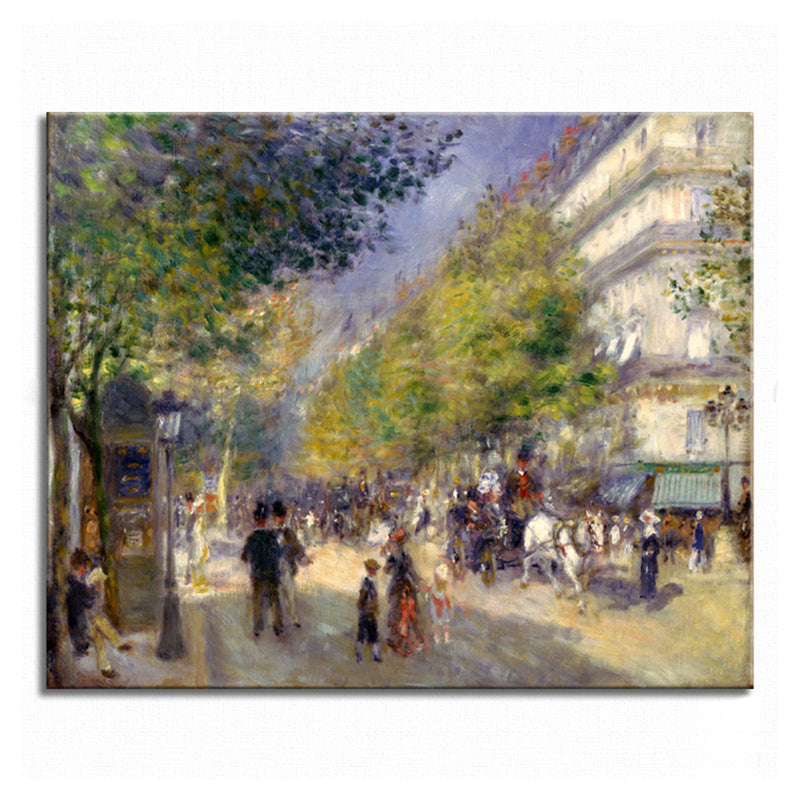 Impressionism Style Wall Art Green Outing Figures Painting, Multiple Sizes Options