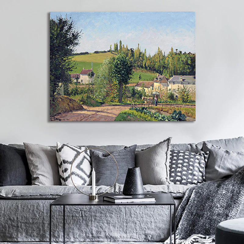 Canvas Textured Art Print Impressionism Plain Village Landscape Painting, Multiple Sizes Clearhalo 'Arts' 'Canvas Art' 1726823