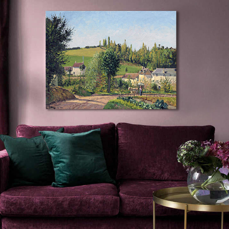 Canvas Textured Art Print Impressionism Plain Village Landscape Painting, Multiple Sizes Clearhalo 'Arts' 'Canvas Art' 1726824