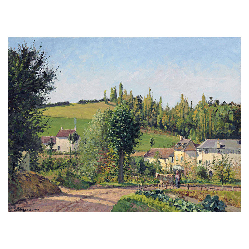 Canvas Textured Art Print Impressionism Plain Village Landscape Painting, Multiple Sizes Clearhalo 'Arts' 'Canvas Art' 1726825