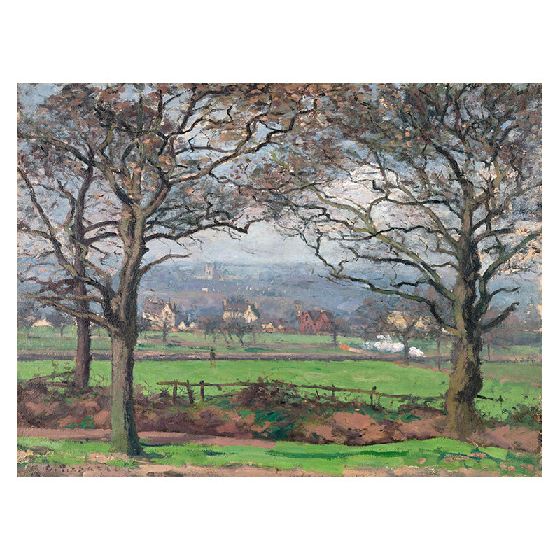 Canvas Textured Art Print Impressionism Plain Village Landscape Painting, Multiple Sizes Clearhalo 'Arts' 'Canvas Art' 1726832