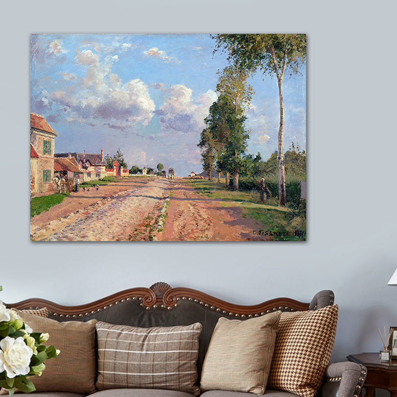 Canvas Textured Art Print Impressionism Plain Village Landscape Painting, Multiple Sizes Brown Clearhalo 'Arts' 'Canvas Art' 1726833