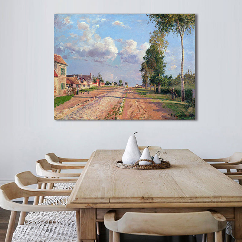 Canvas Textured Art Print Impressionism Plain Village Landscape Painting, Multiple Sizes Clearhalo 'Arts' 'Canvas Art' 1726834