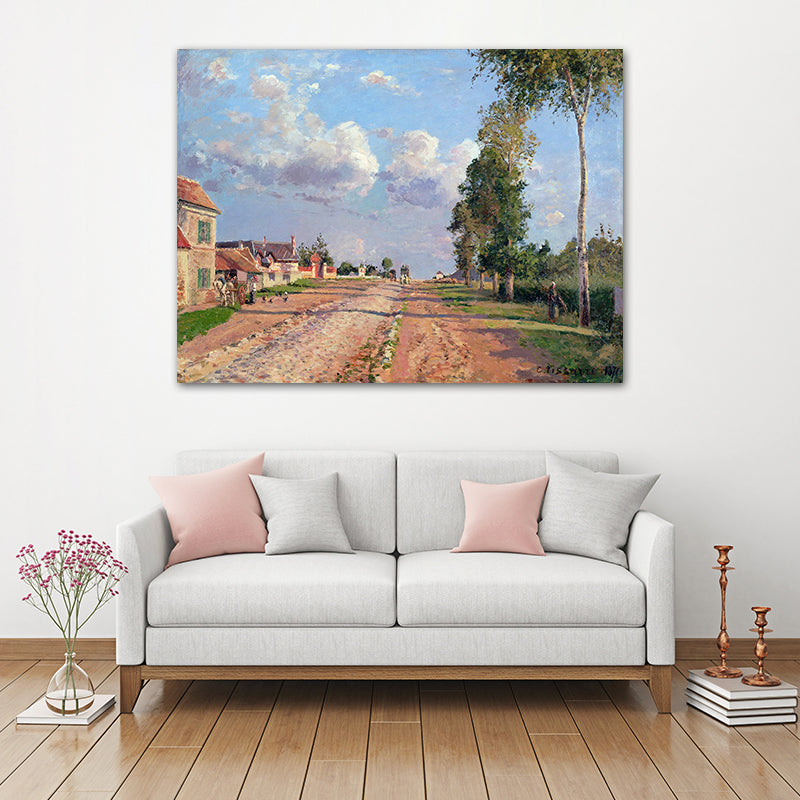 Canvas Textured Art Print Impressionism Plain Village Landscape Painting, Multiple Sizes Clearhalo 'Arts' 'Canvas Art' 1726835