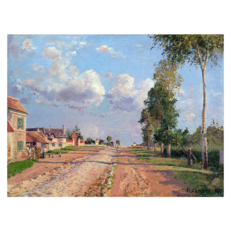 Canvas Textured Art Print Impressionism Plain Village Landscape Painting, Multiple Sizes Clearhalo 'Arts' 'Canvas Art' 1726836