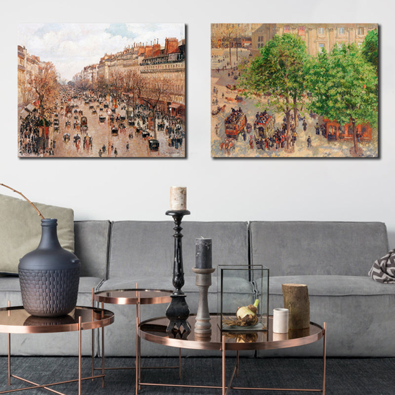 Impressionism Style City Landscape Canvas Pastel Color Bathroom Art Print, Multiple Sizes Clearhalo 'Arts' 'Canvas Art' 1726837