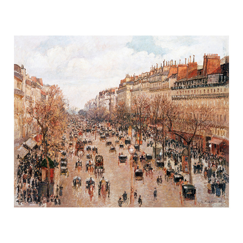 Impressionism Style City Landscape Canvas Pastel Color Bathroom Art Print, Multiple Sizes Clearhalo 'Arts' 'Canvas Art' 1726840