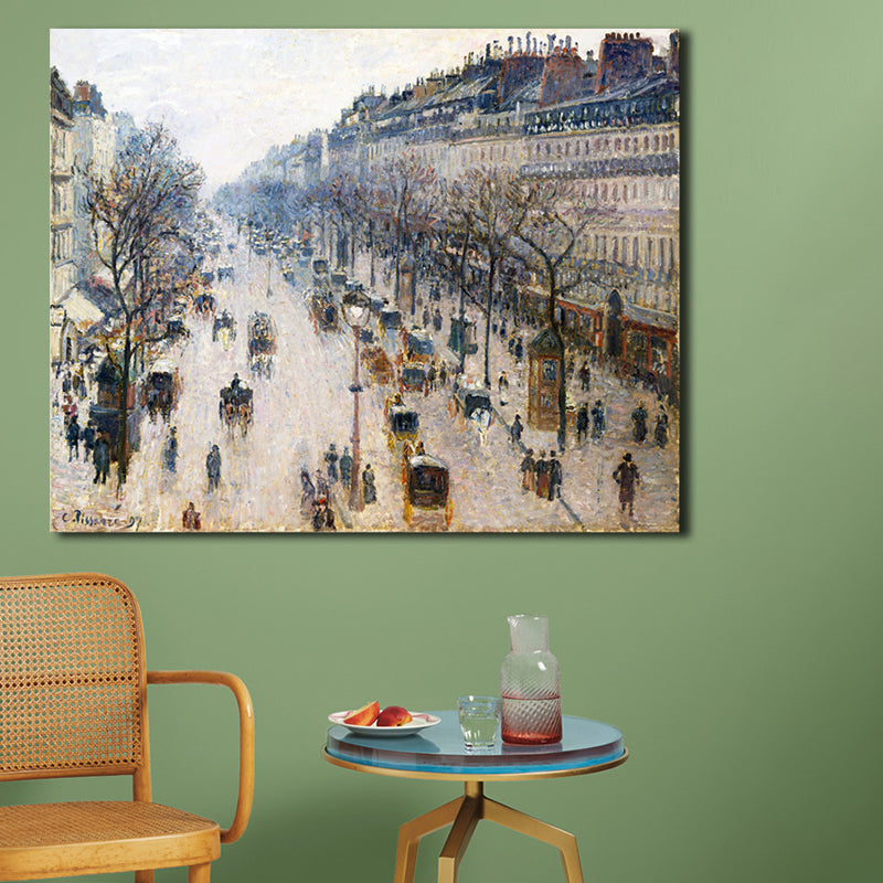 Impressionism Style City Landscape Canvas Pastel Color Bathroom Art Print, Multiple Sizes Light Brown Clearhalo 'Arts' 'Canvas Art' 1726844